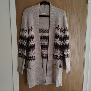 Sonoma gray sparkle patterned open-front sweater